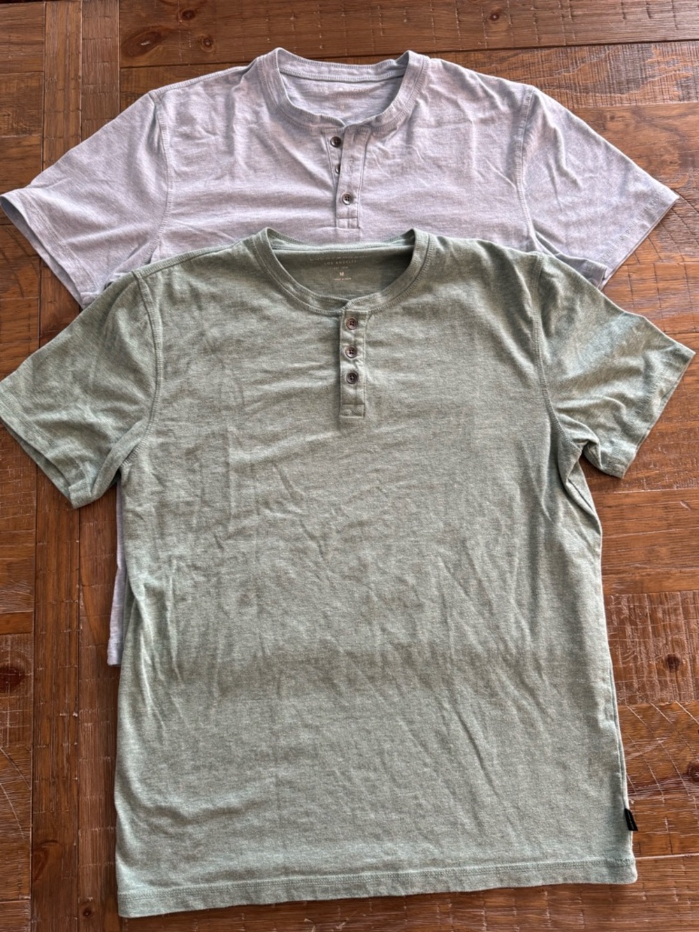 2 Men's Lucky Brand Henley Short Sleeve Shirts - Medium